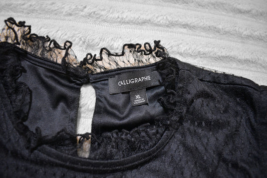Calligraphie Black Lace Blouse XL