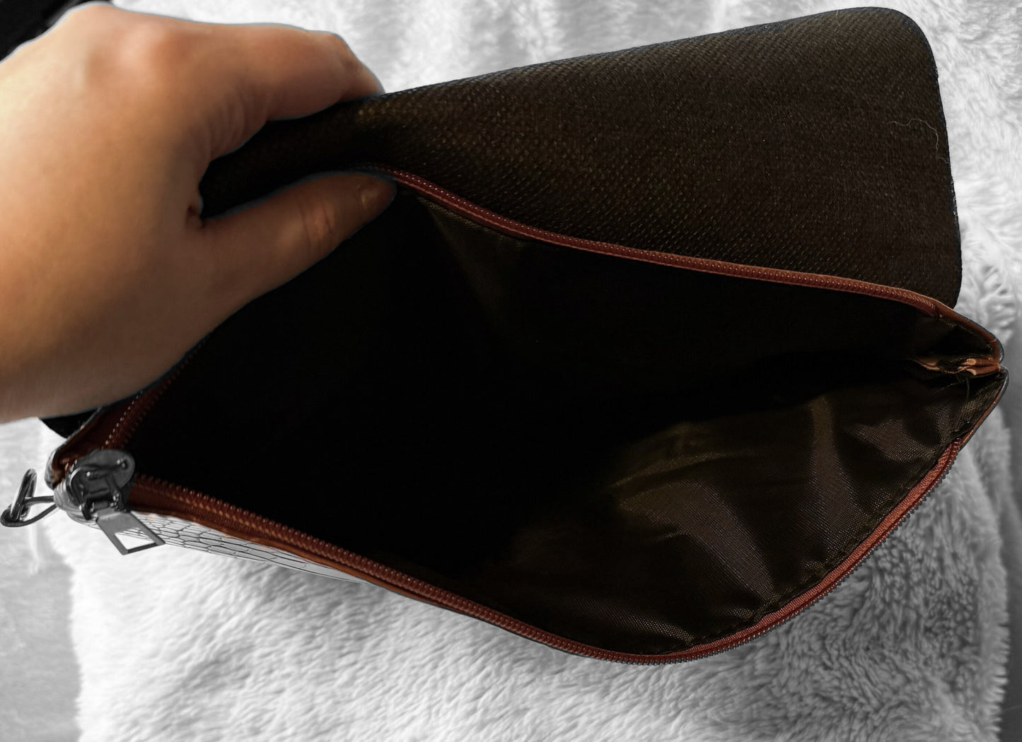 Brown Animal Leather Clutch