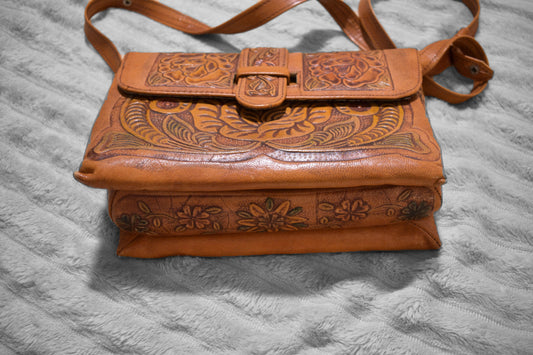 Real Leather Floral Purse