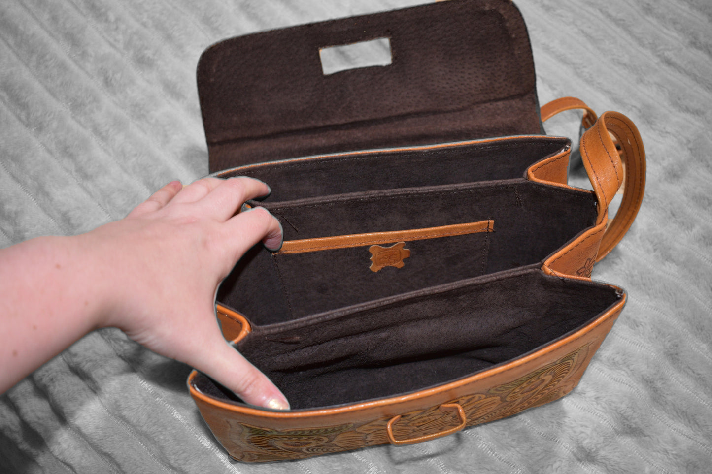 Real Leather Floral Purse