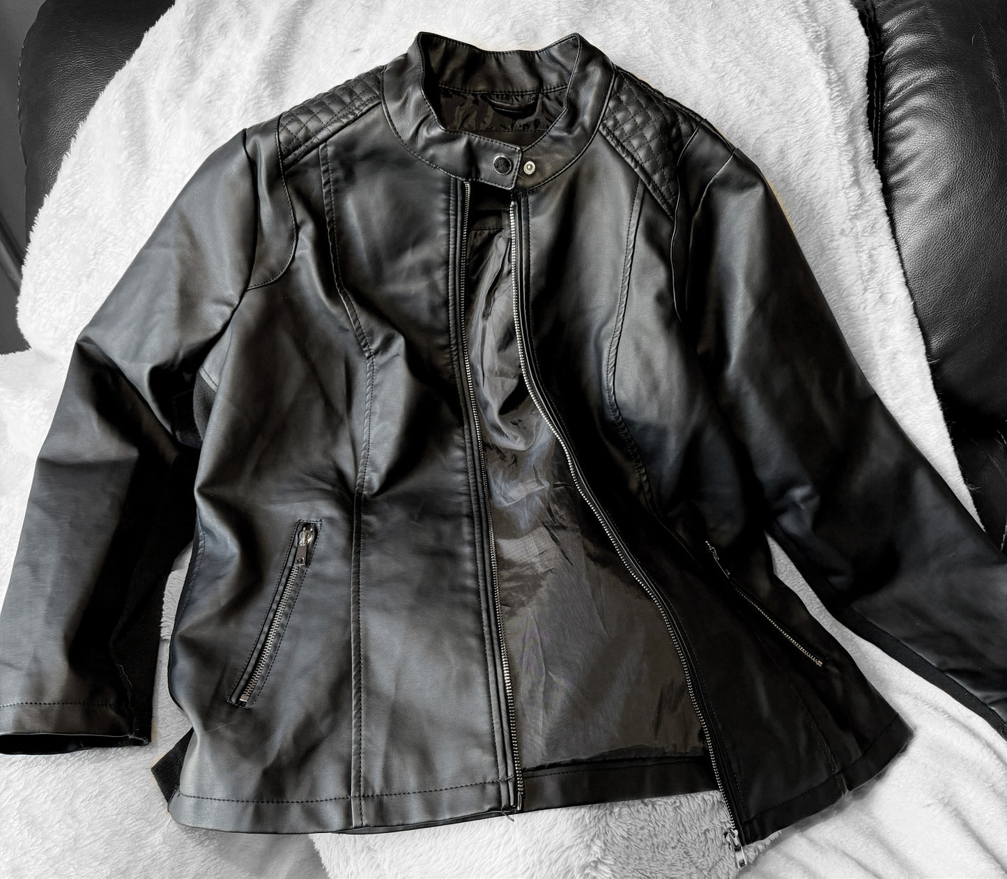 Plus Black Leather Jacket 1X