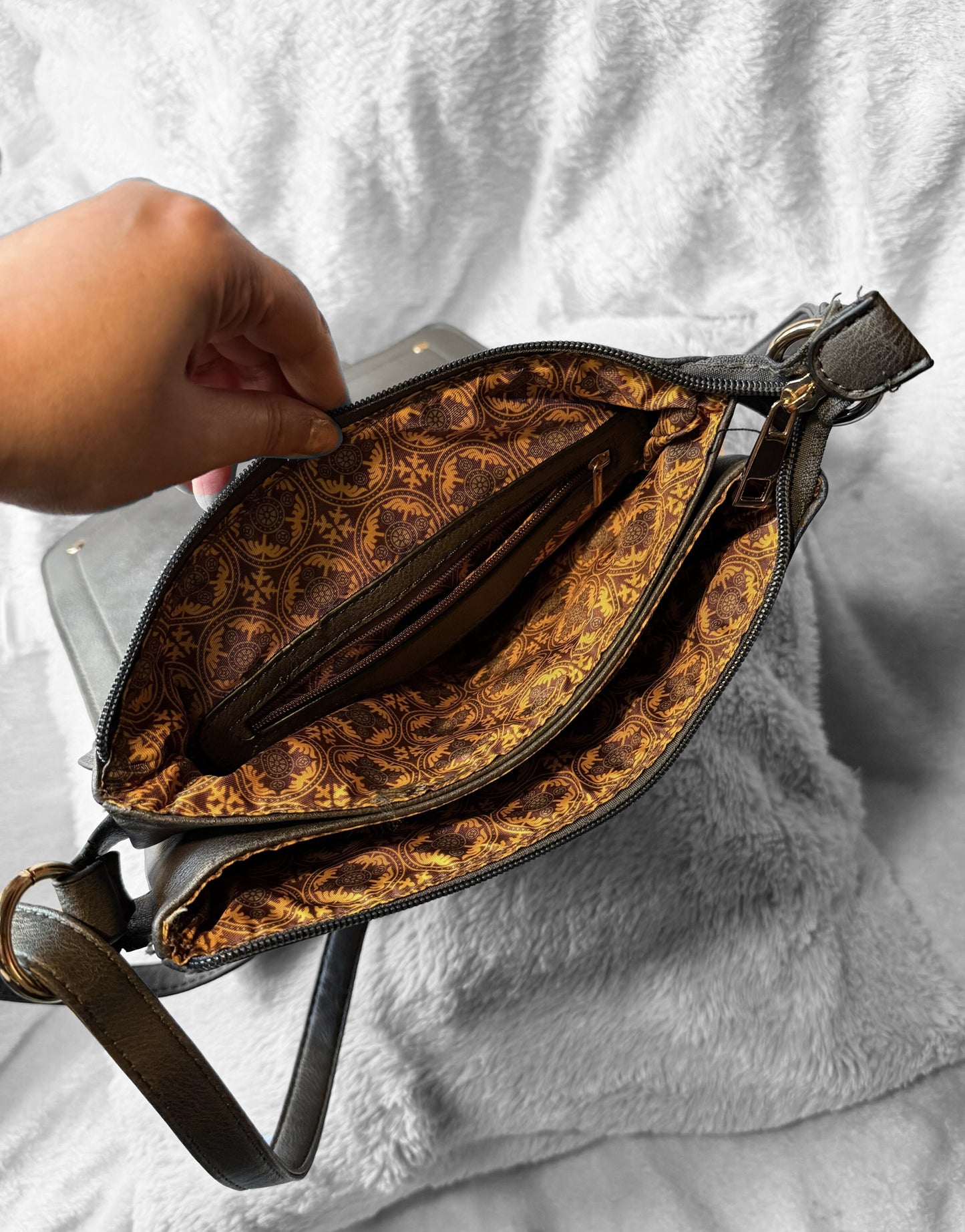 Grey Pleather Purse