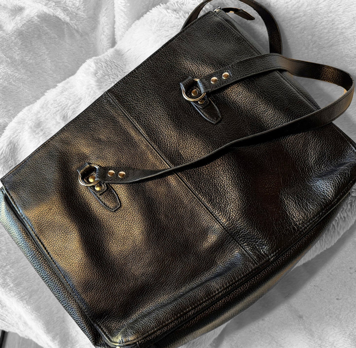 Extra Large Black Leather Purse