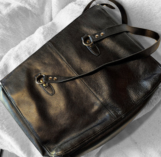 Extra Large Black Leather Purse