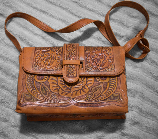 Real Leather Floral Purse