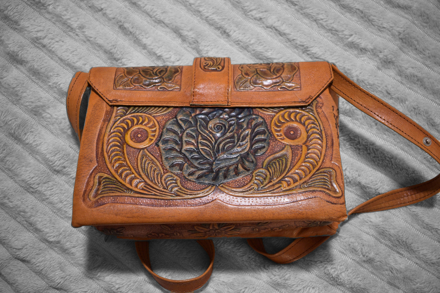 Real Leather Floral Purse